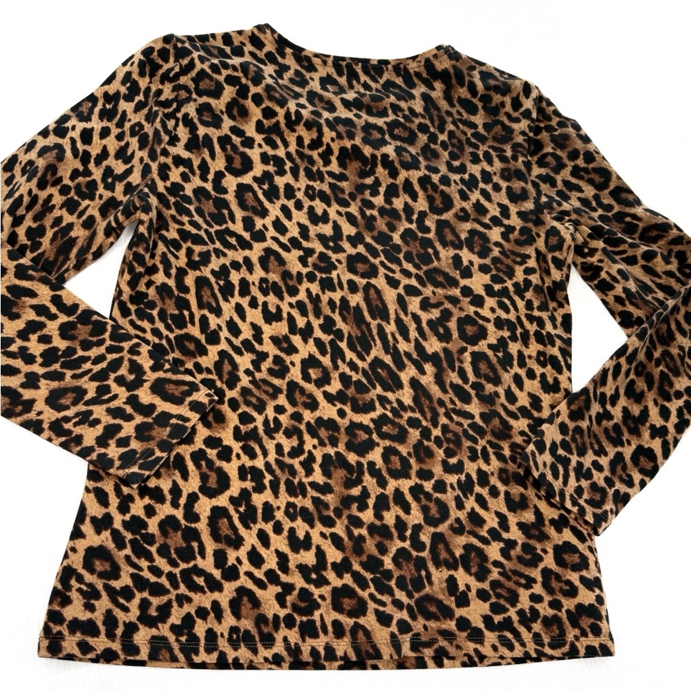 Talbots Crewneck Leopard Tee Spectacular Animal Print Long Sleeve Top MP NWOT - Picture 6 of 6